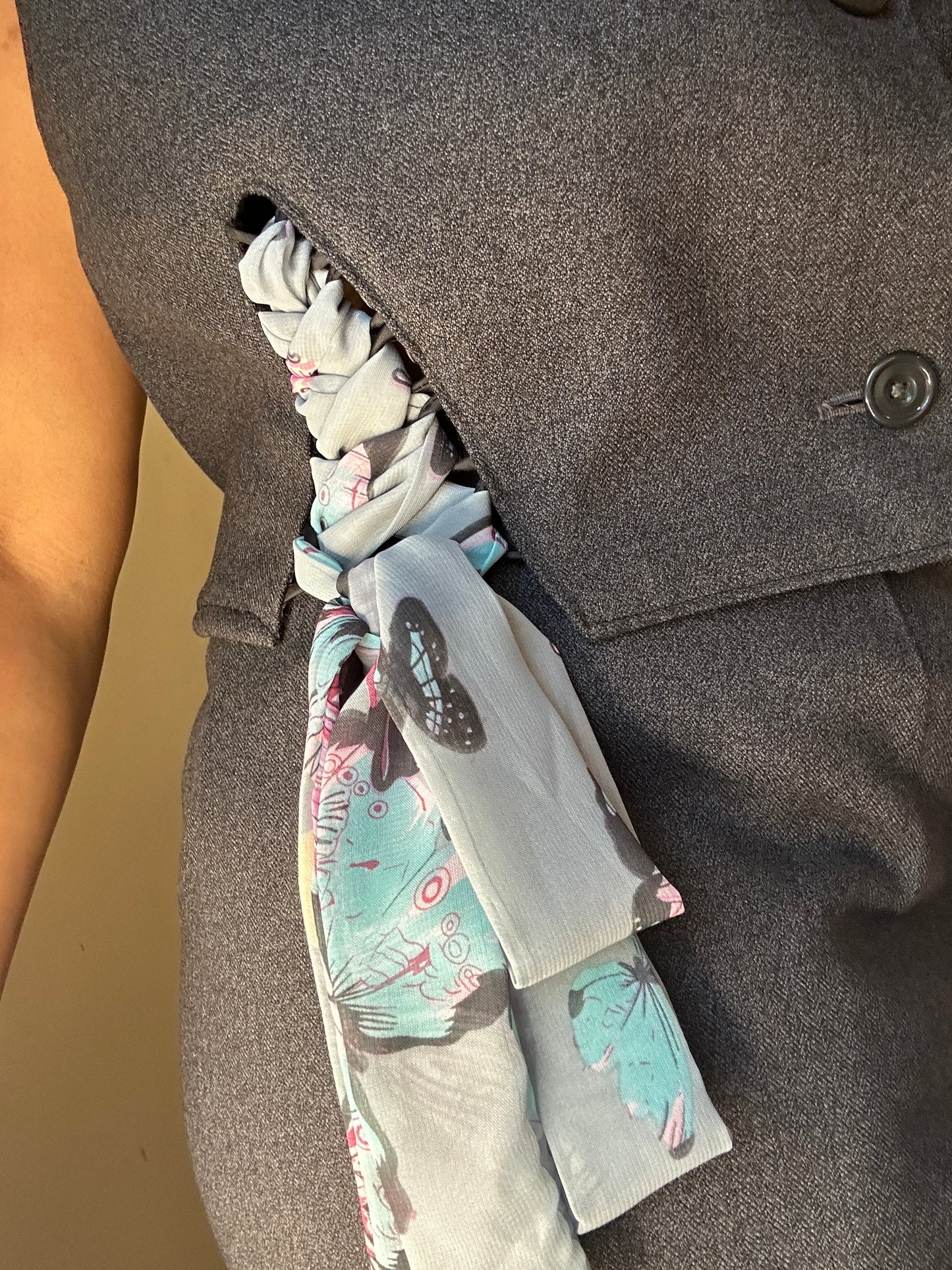 Upcycled waistcoat with straps