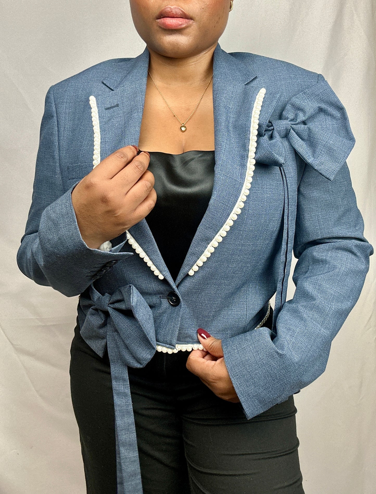 The Upcycled Bows & Pearls blazer