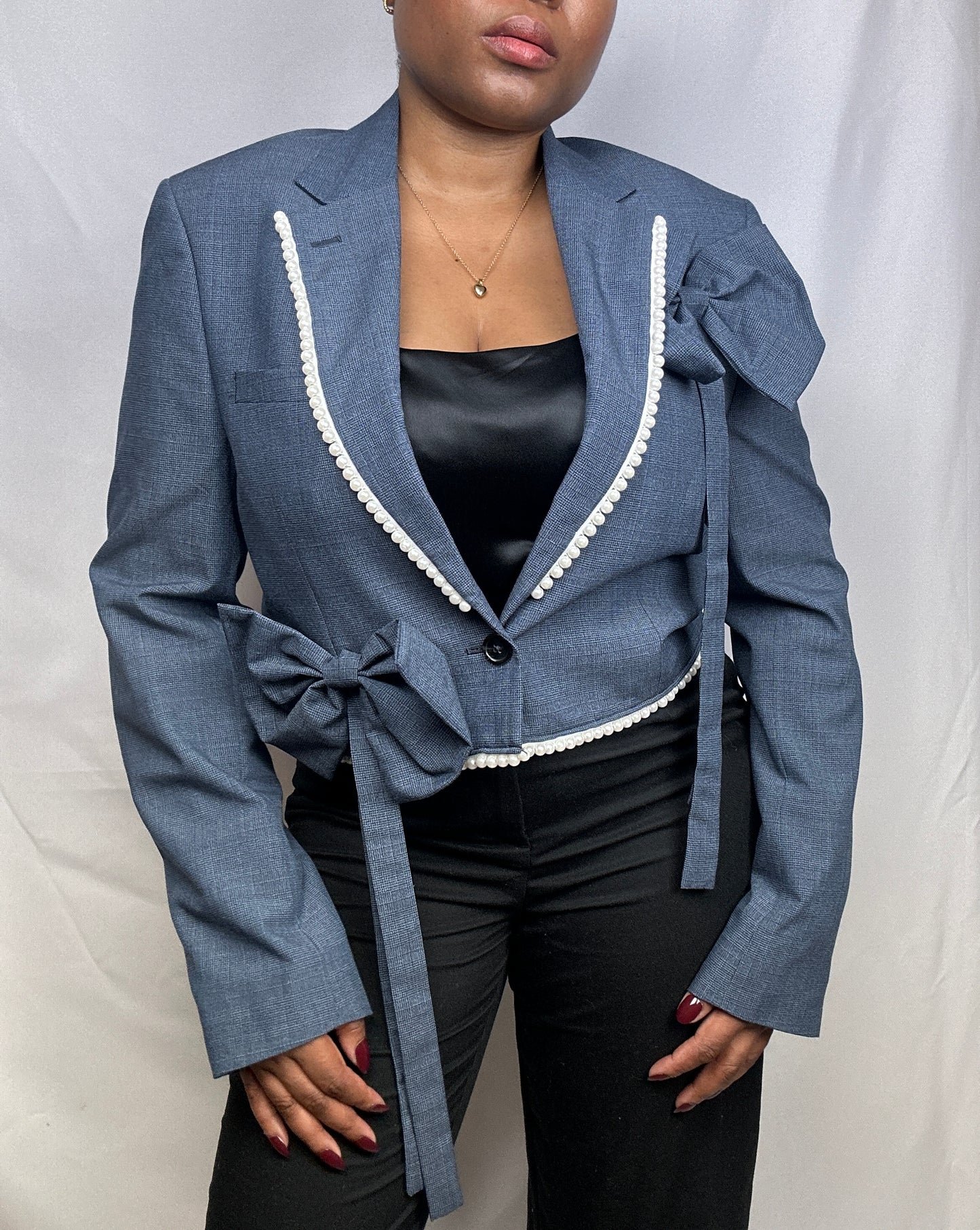 The Upcycled Bows & Pearls blazer