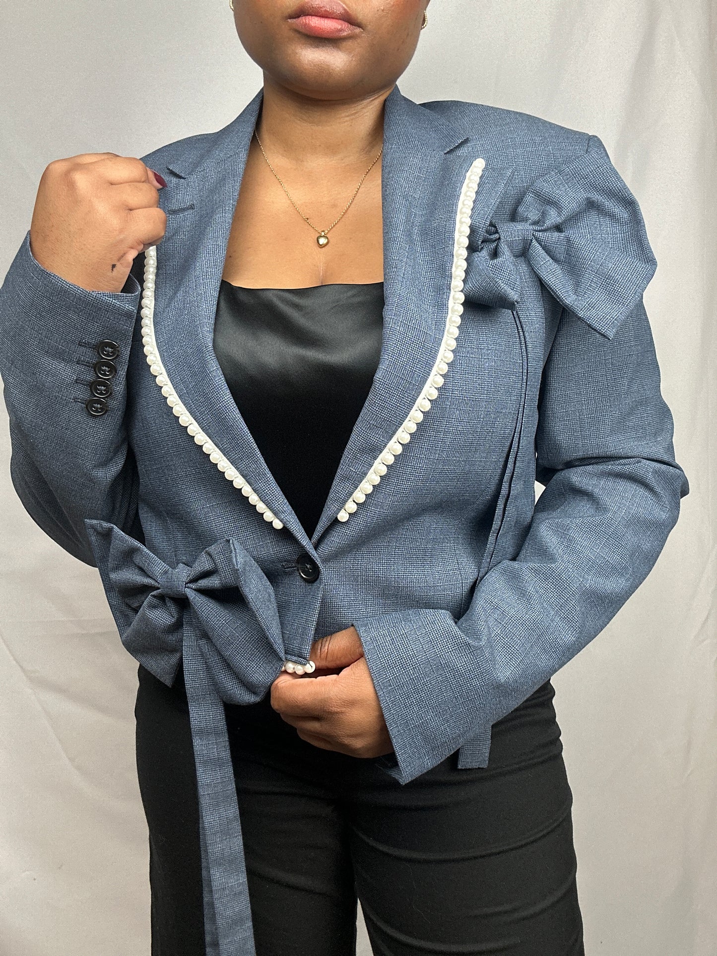 The Upcycled Bows & Pearls blazer