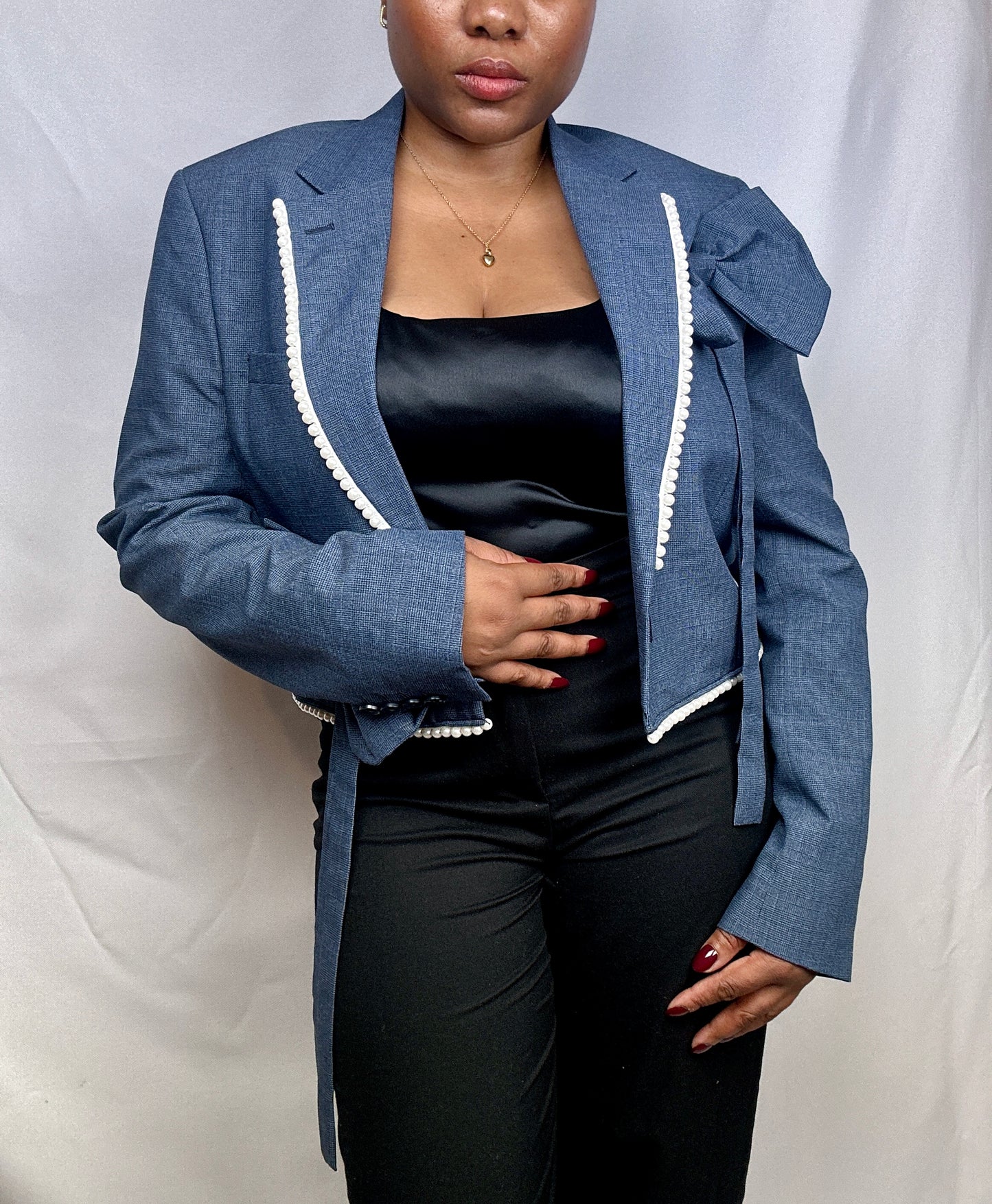 The Upcycled Bows & Pearls blazer