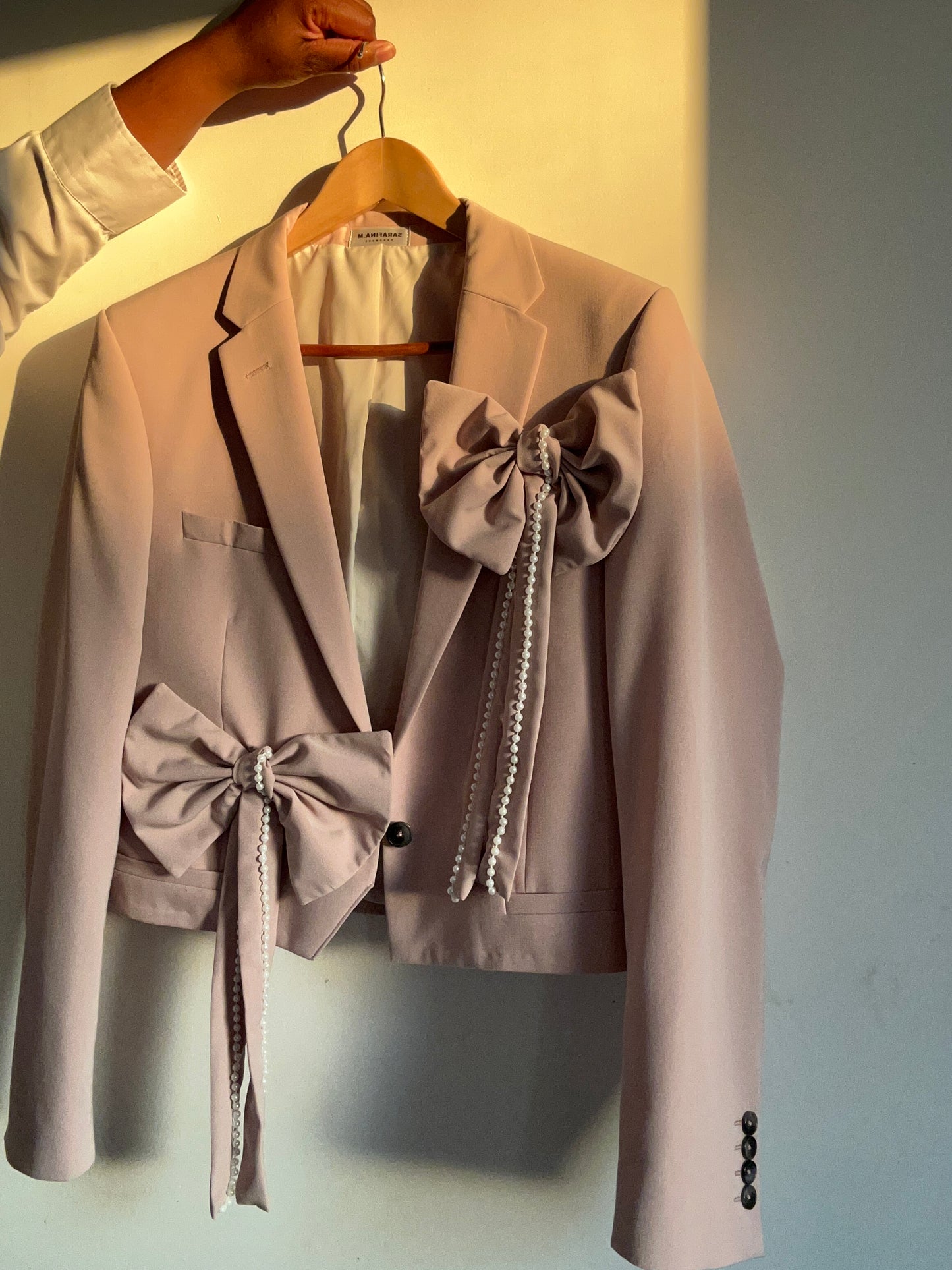 The Upcycled Bows & Pearls blazer