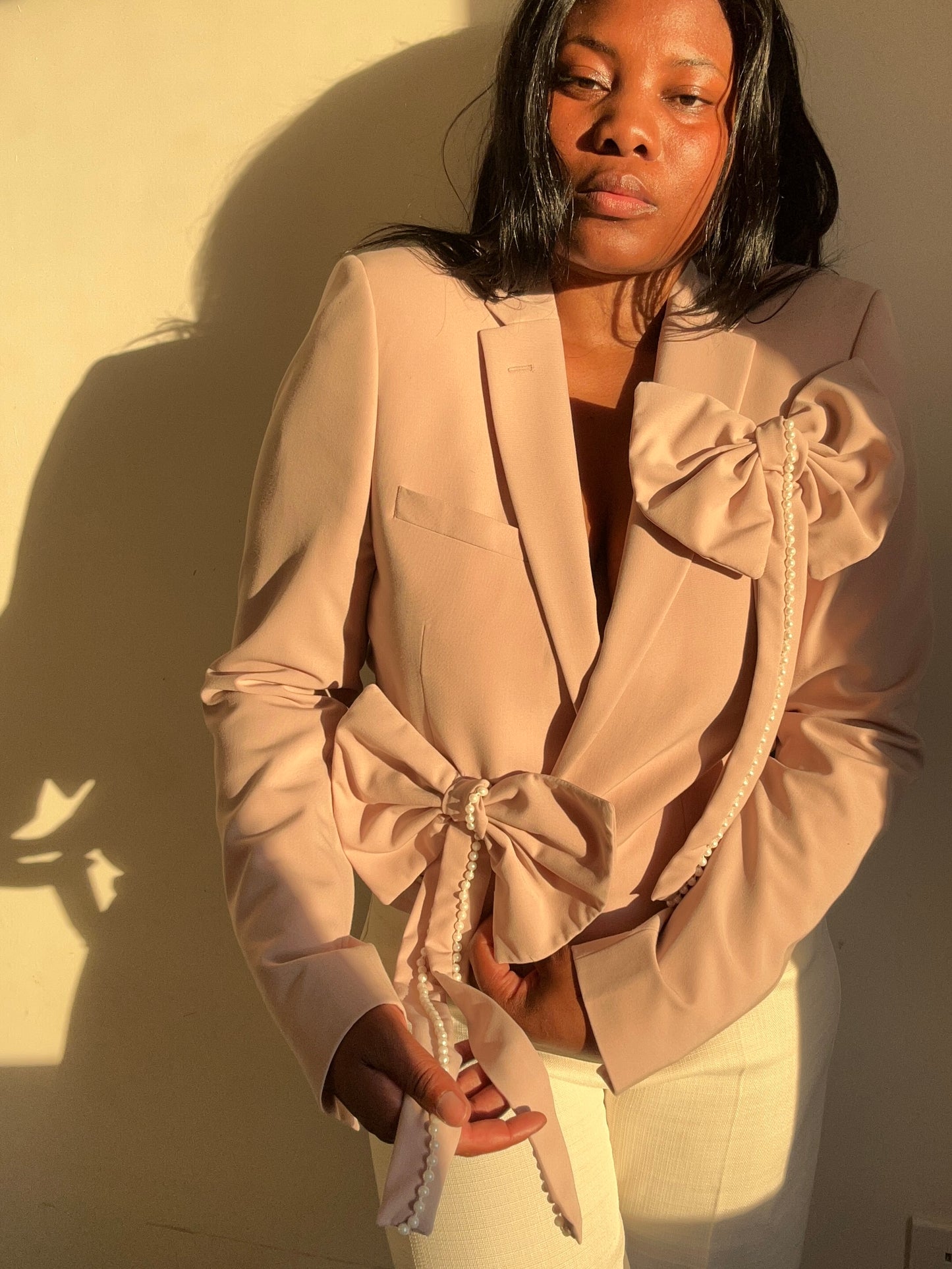 The Upcycled Bows & Pearls blazer