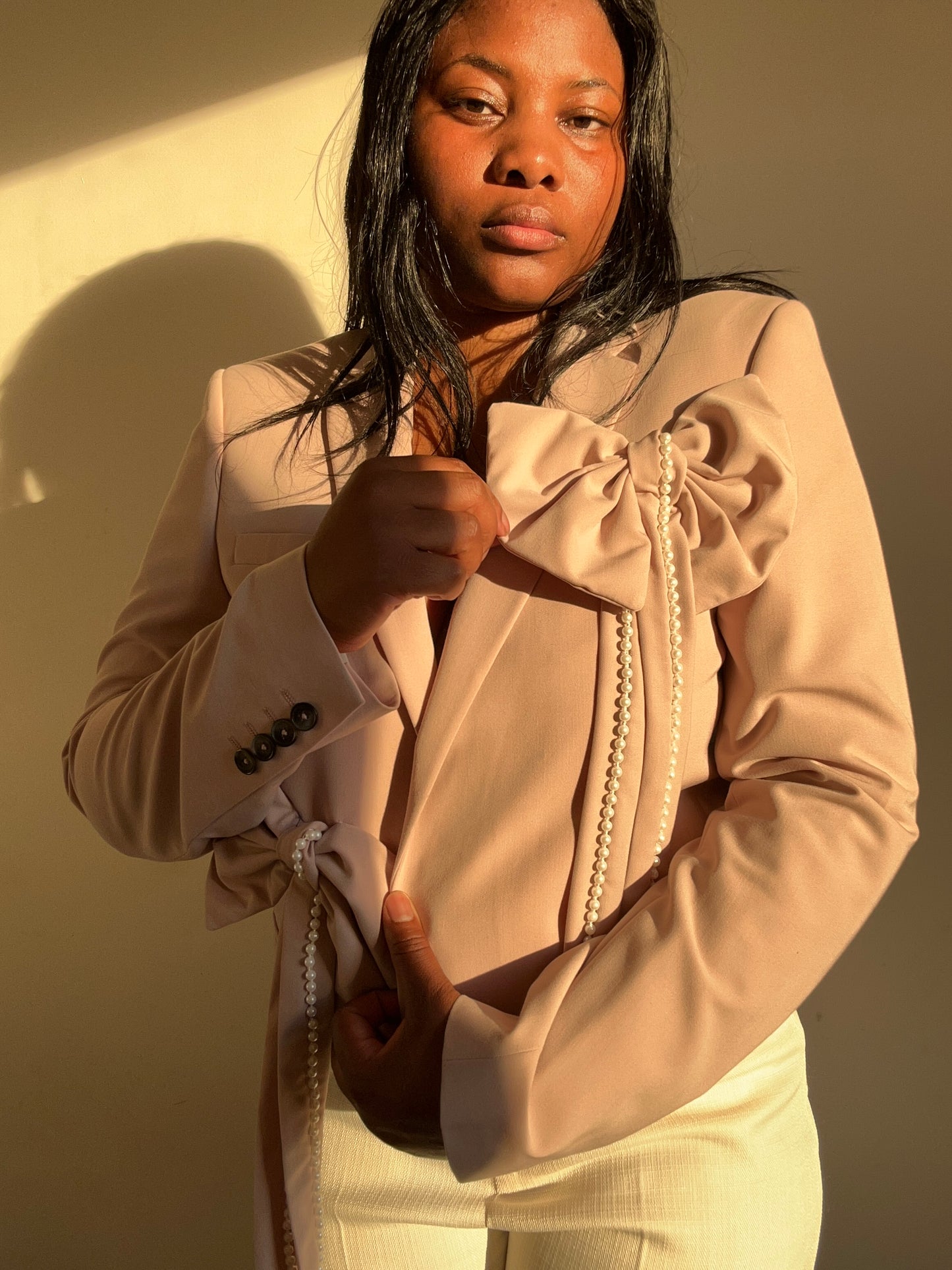 The Upcycled Bows & Pearls blazer