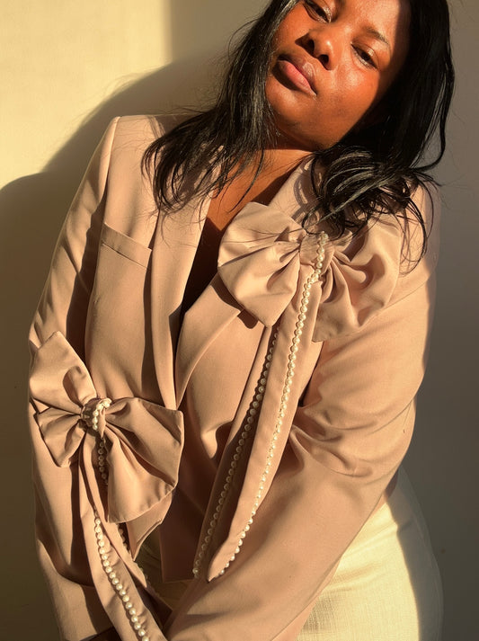 The Upcycled Bows & Pearls blazer